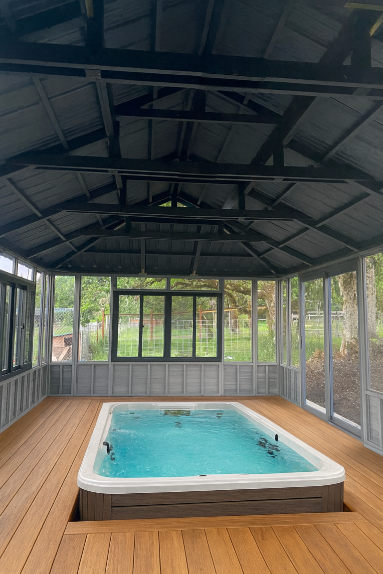Denali 14x24 Gazebo: Sunken Hot Tub & Recessed Swim Spa Options