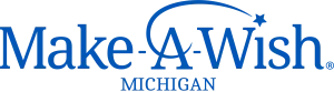 Make A Wish Michigan Logo In Blue With A Star Above The Letter "i" In "Wish".